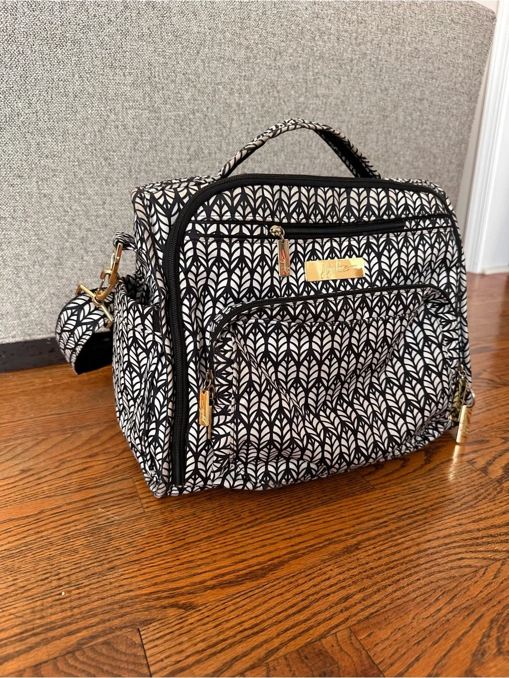 Ju-Ju-Be Black and White Patterned Washable Diaper Bag